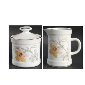 Vintage Asian Floral Serenity Creamer & Sugar Bowl Set